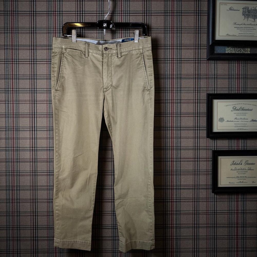 Polo Ralph Lauren Men's 32x30 Olive Army Green Stretch Straight Fit Chino Pants